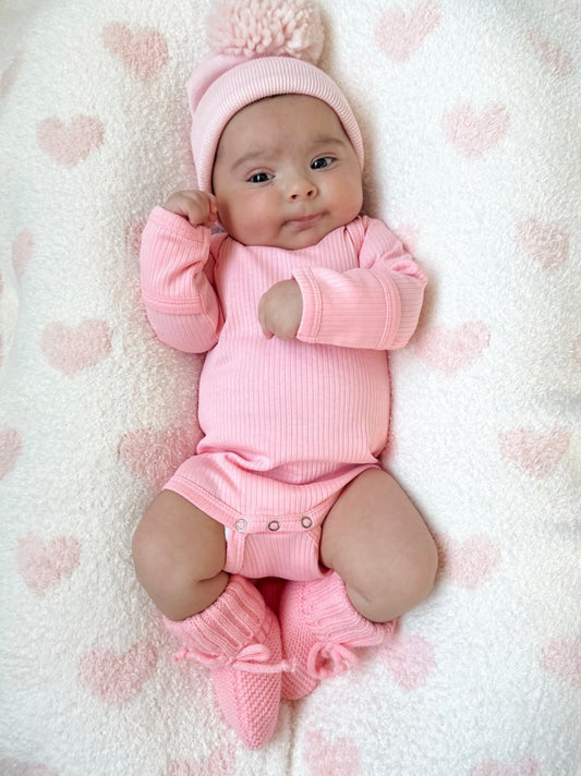 Pink / Organic Ribbed Bodysuit