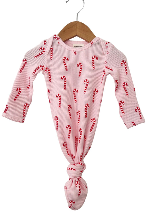 Organic Waffle Pink Candy Cane Gown 0-3 month