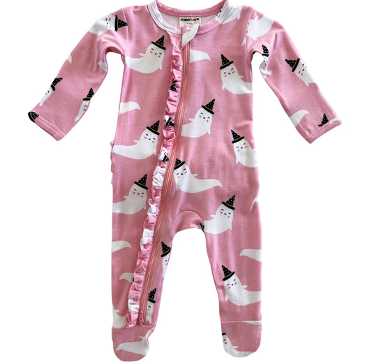 Pink Ghost Zip Footie