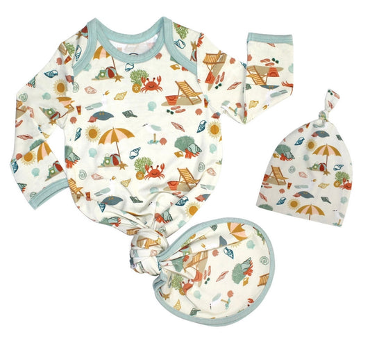 Beach Day Bamboo Gown and Hat- Newborn