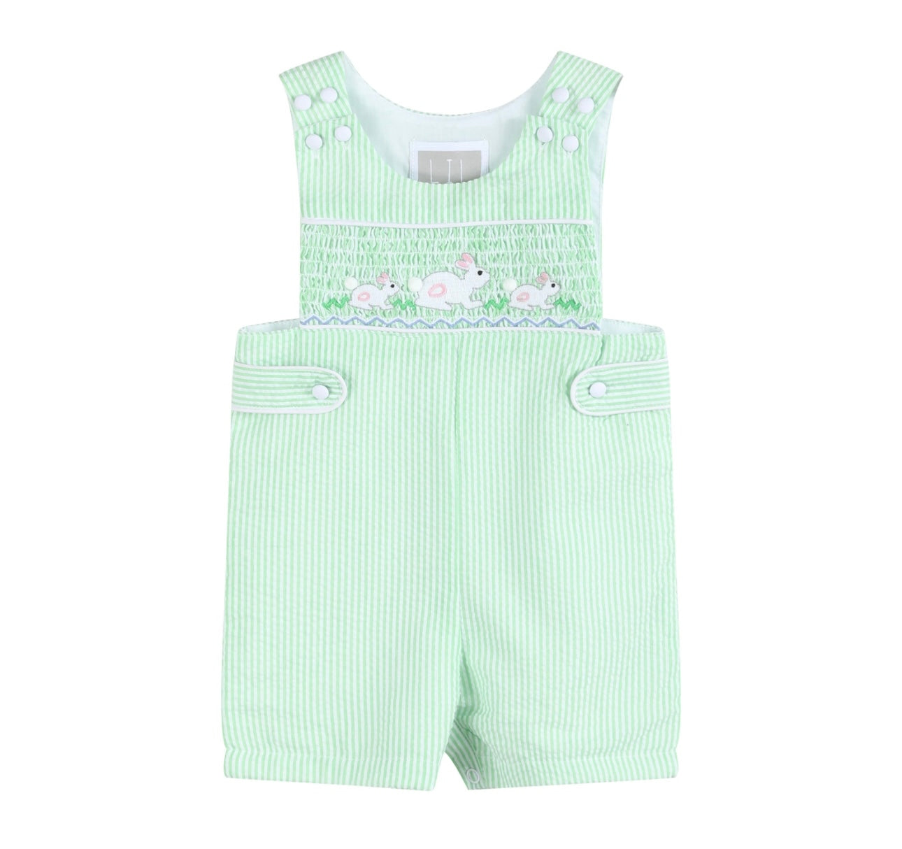 Green Seersucker Easter Bunny Smocked Jon Jon | Lil Cactus