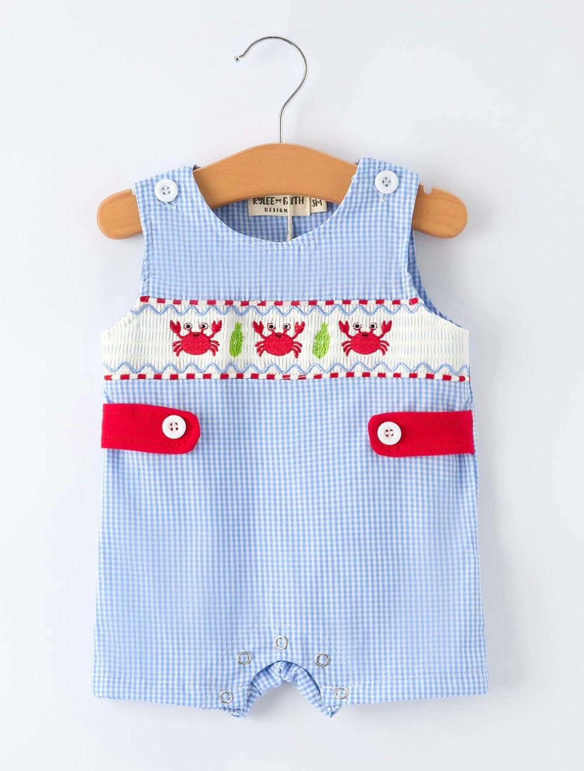 Crab Embroidered Smocked Romper