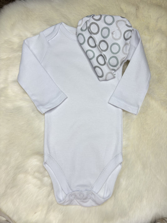 White Long Sleeve Onesie W/ Bubble Hat