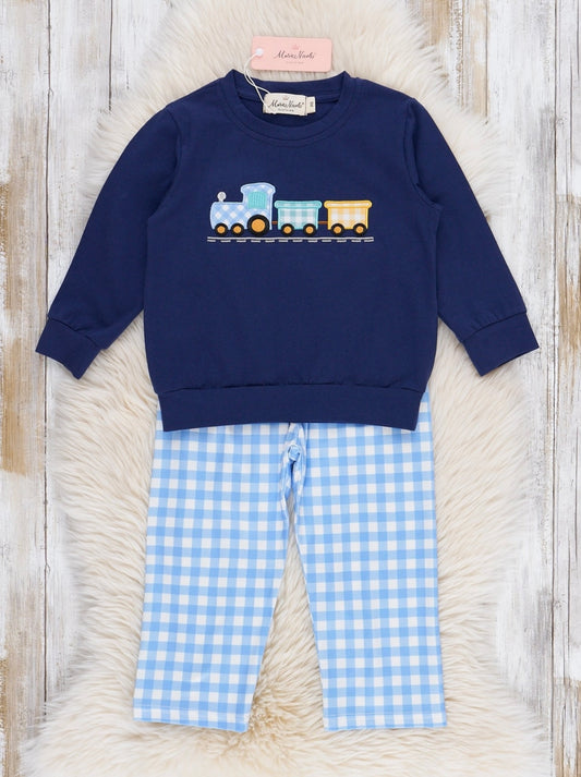 Little Gingham Train Outfit