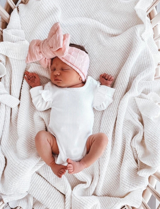 Baby Pink Knit Oversized Bow
