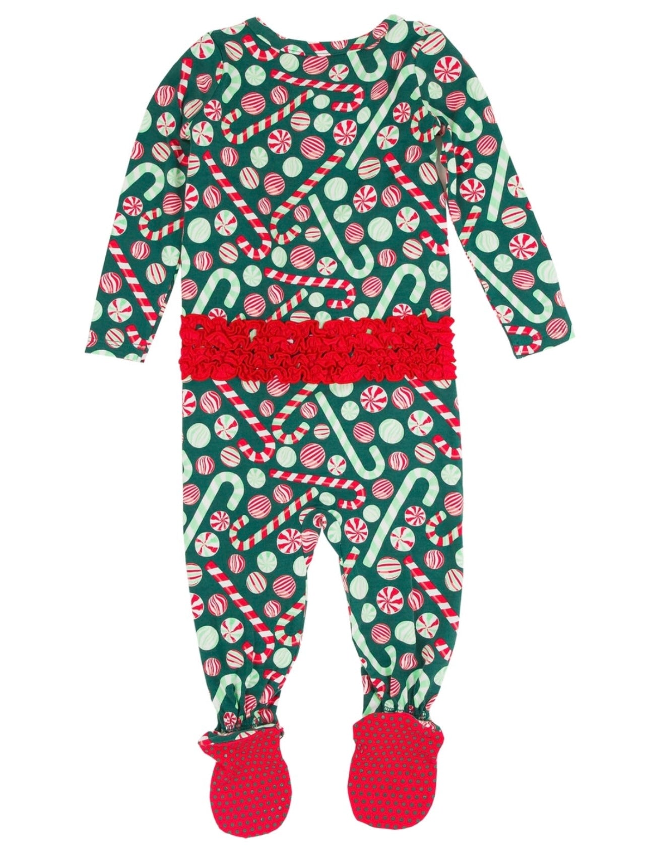 RuffleButts Baby Girls Peppermint Bamboo Pajamas