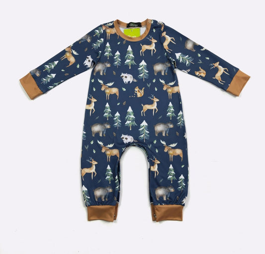 Navy Woodland Boy Romper