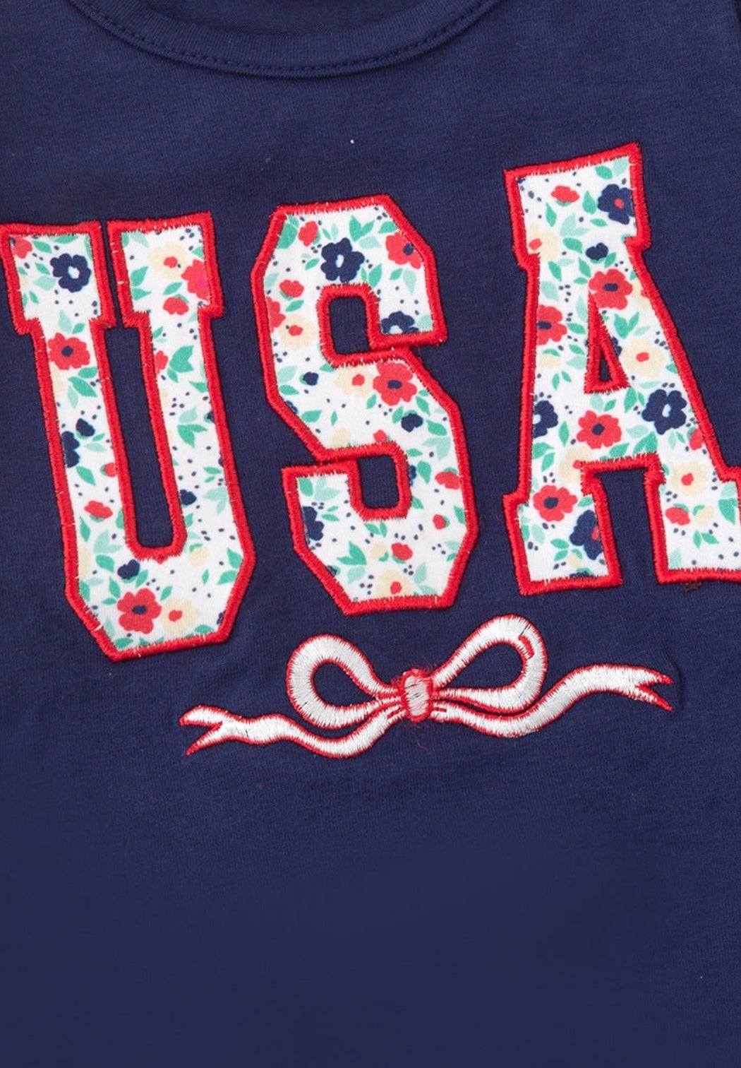 USA Floral Appliqué Onesie w/Ruffle Bloomers