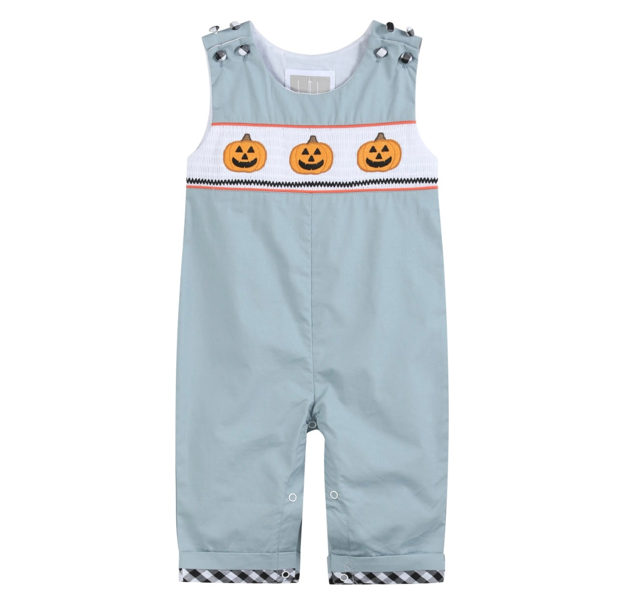 Grey Halloween Smocked Overalls