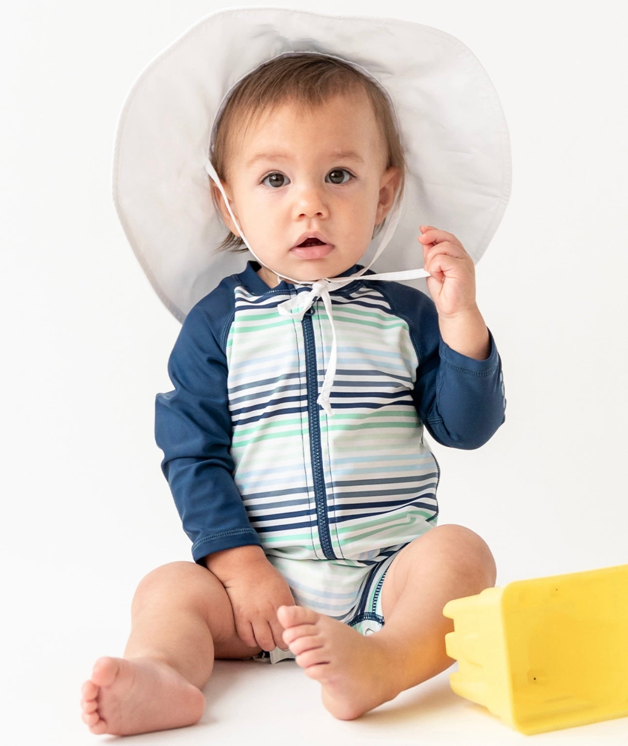 Coastal Stripes Boys Long Sleeve Rash Guard Swimsuit
