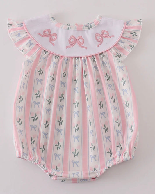 Pink Bow Embroidered Bow Bubble