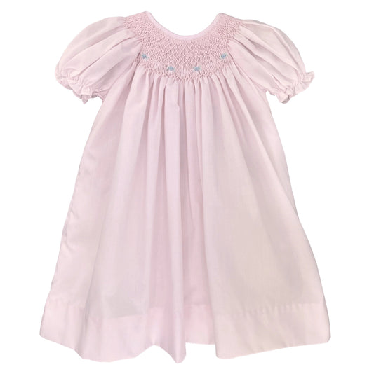 Pink Smocked Daygown with Raglan Embroidery