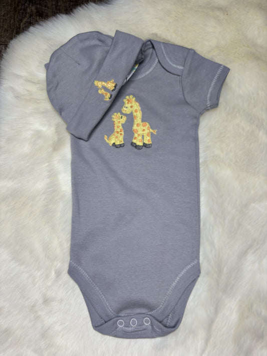 Giraffe Short Sleeve Onesie W/ Hat