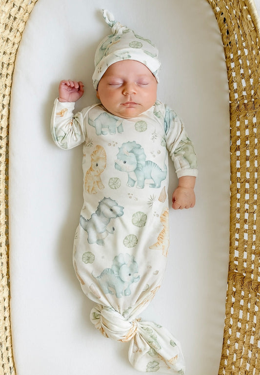 Dinosaur Bamboo Knotted Gown & Hat