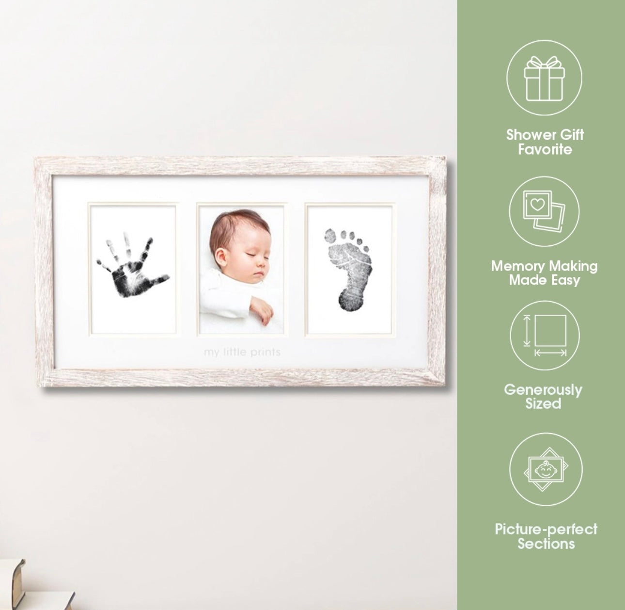 Baby Prints Photo Wall Frame - Rustic