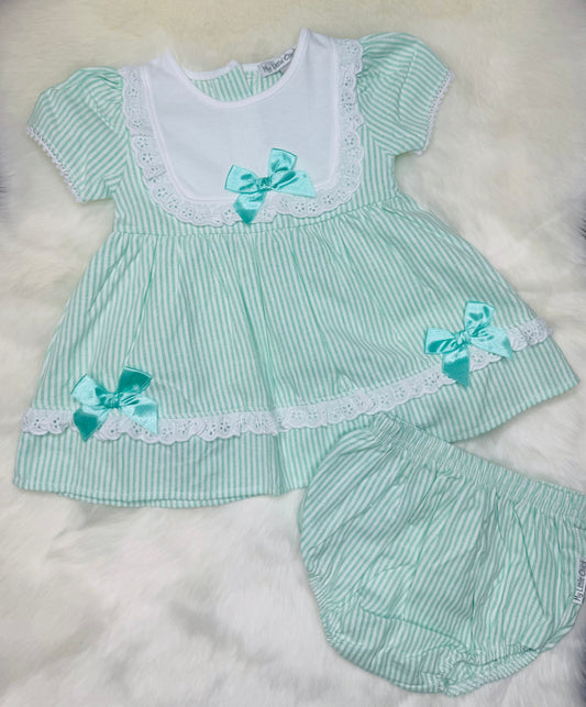 Baby Girls 2pc Dress Set w/Lace & Bow