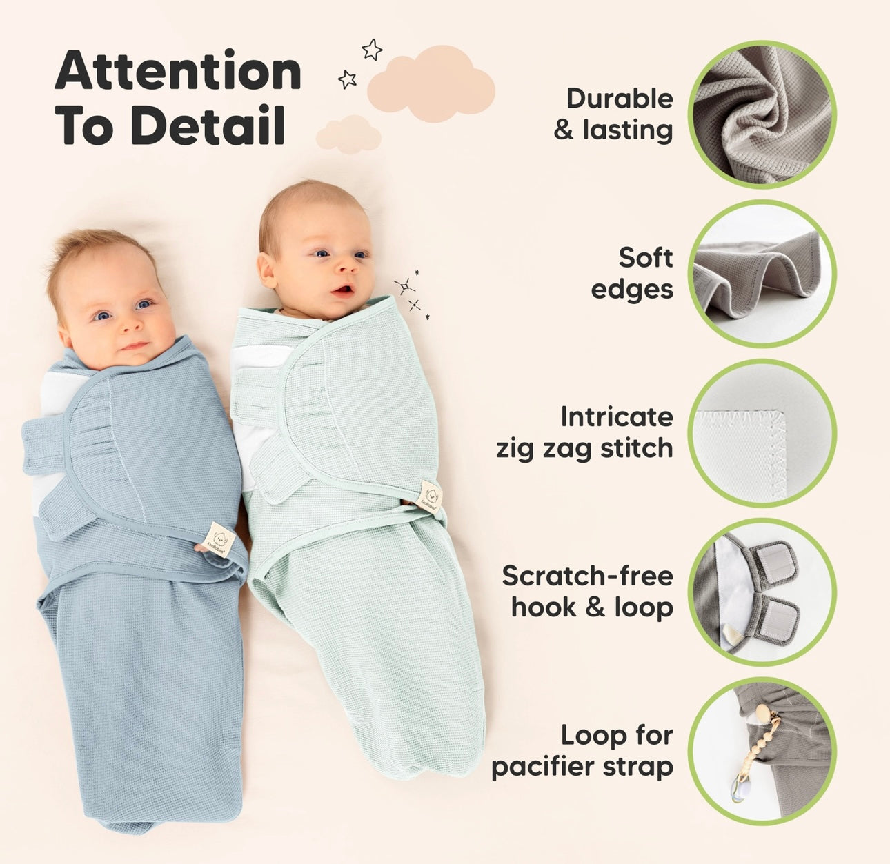 3pk Soothe Wren Swaddles Sacks for Newborns 0-3 Month