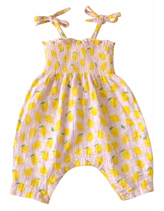 Lemon Sorbet Muslin Smocked Jumpsuit