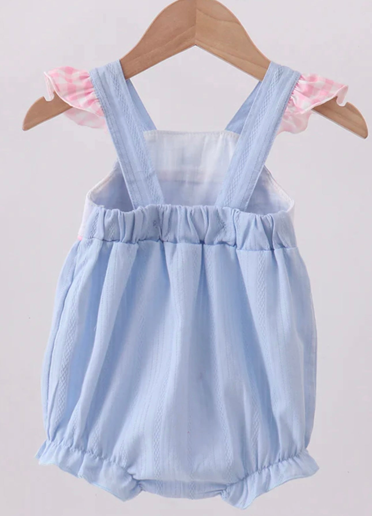 Blue Sailboat Embroidered Ruffle Bubble