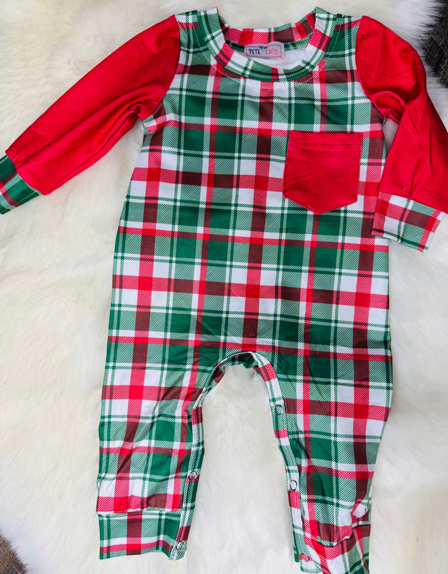 Poinsettias & Plaid Boy Romper