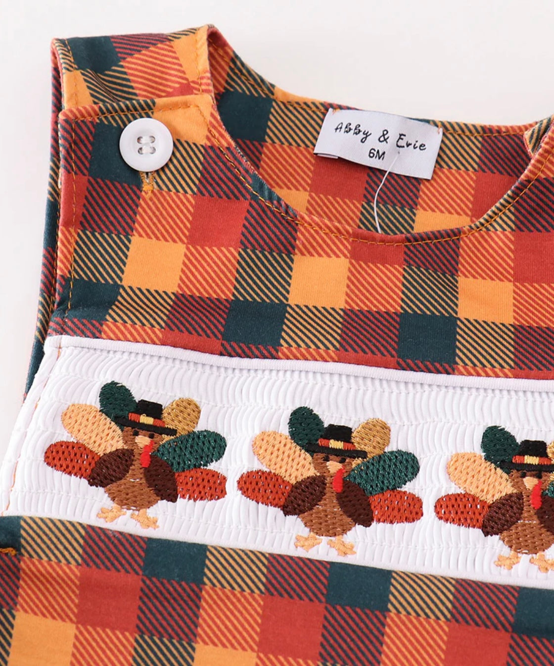 Orange Turkey Embroidered Plaid JonJon