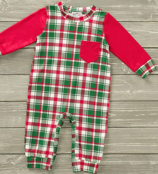 Poinsettias & Plaid Boy Romper