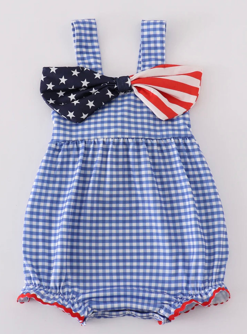 Blue Flag Bow Gingham Bubble
