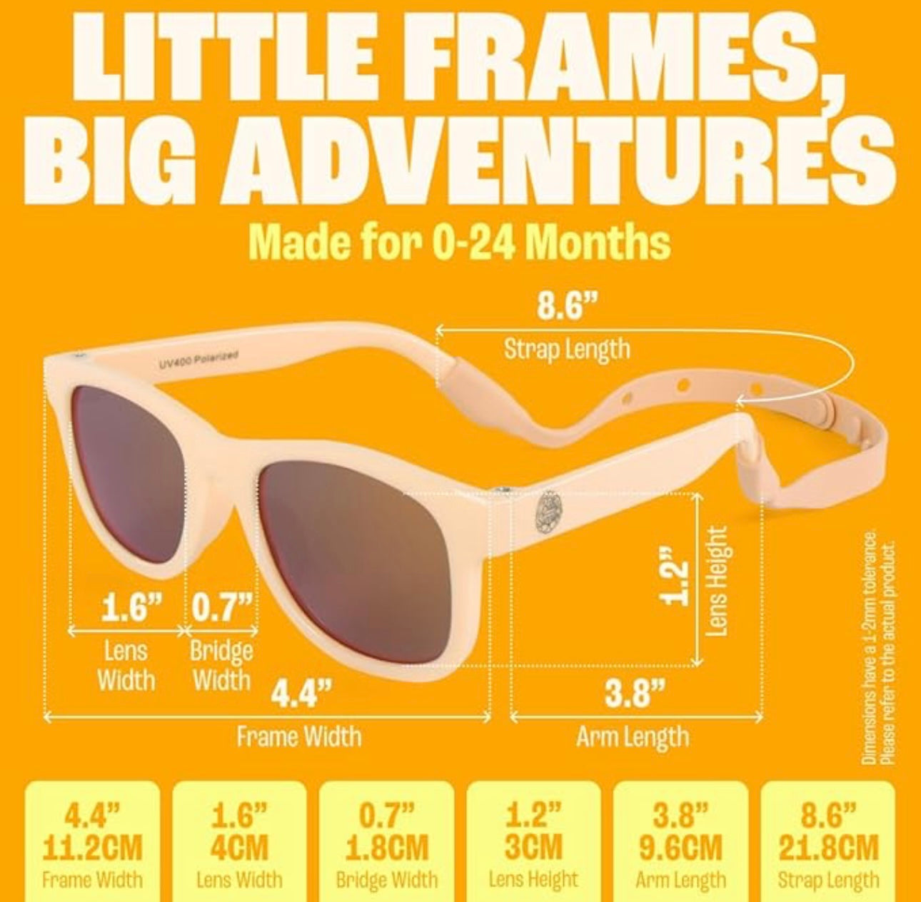 Baby Sunnies - Peach Polarized Sunglasses w/Strap 0-24 Months