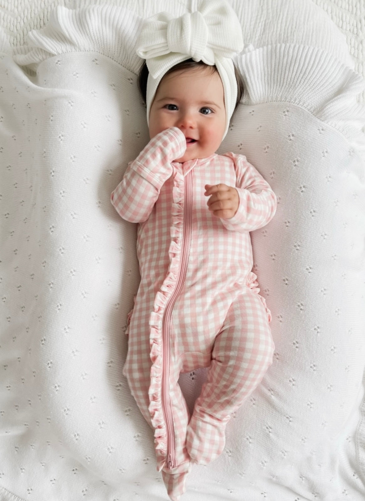 Pink Gingham 2-Way Zip Footie