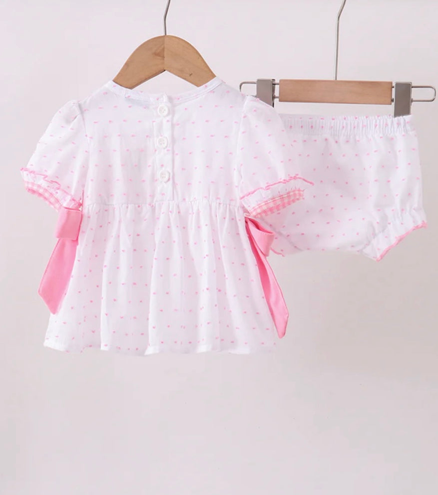 Pink Mama’s Girl Swiss Dot Ruffle Bloomer
