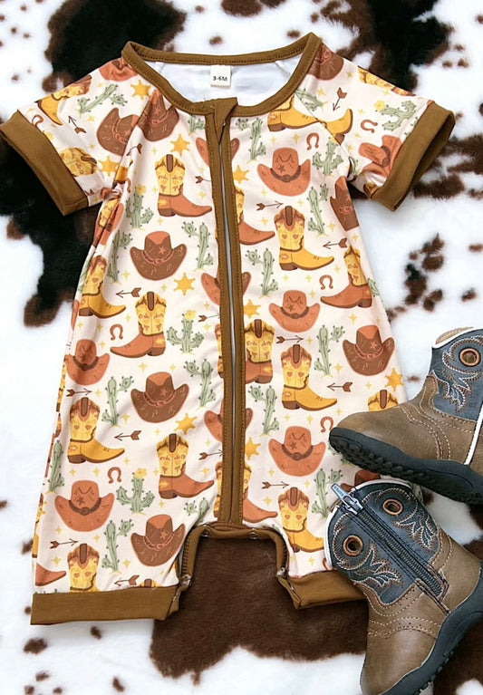 Boys Baby Zip Up Western Romper