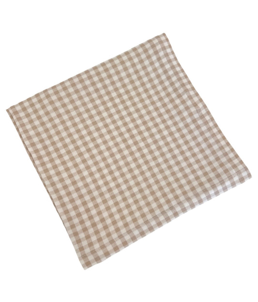Tan Gingham Stretch Swaddle Blanket