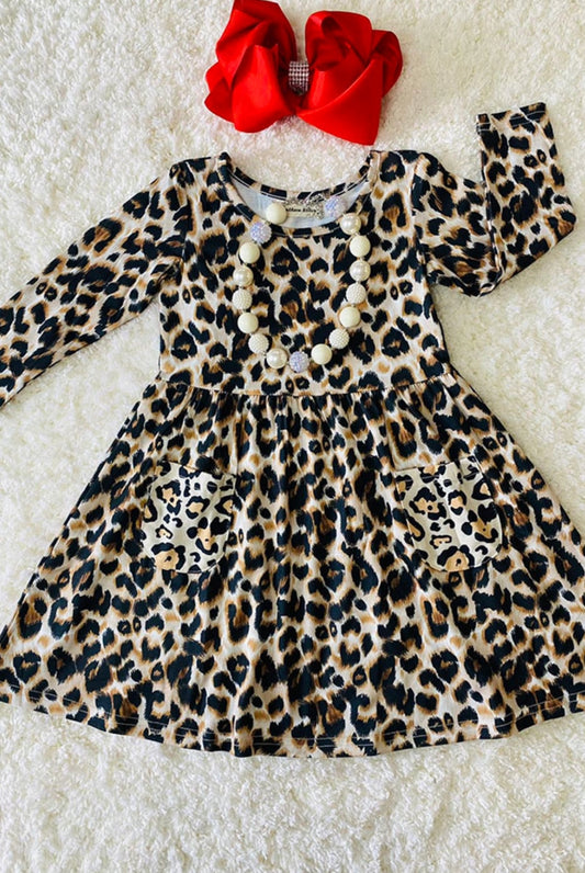 Leopard Print Long Sleeve Dress