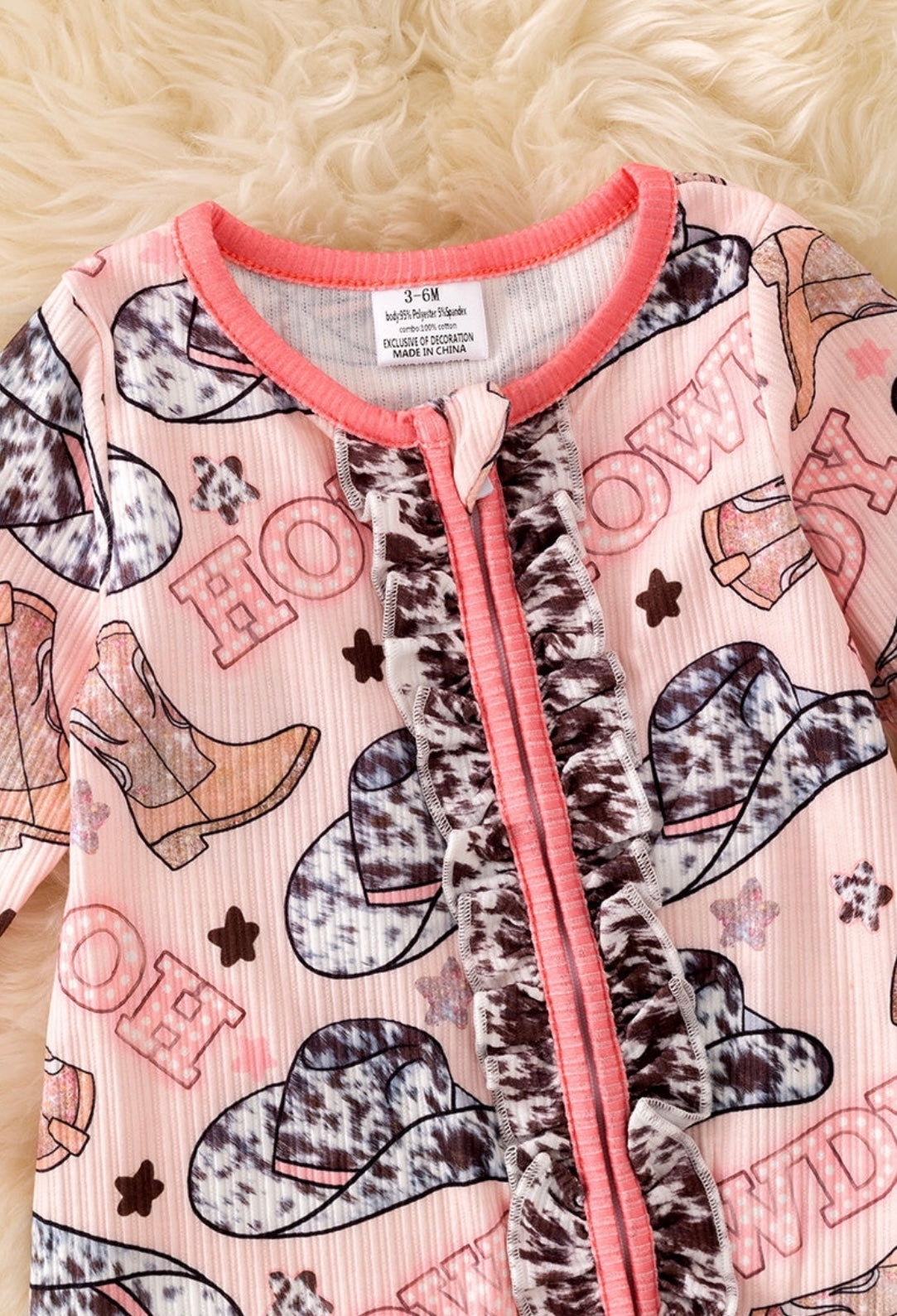 Howdy Printed Bodysuit with Footie