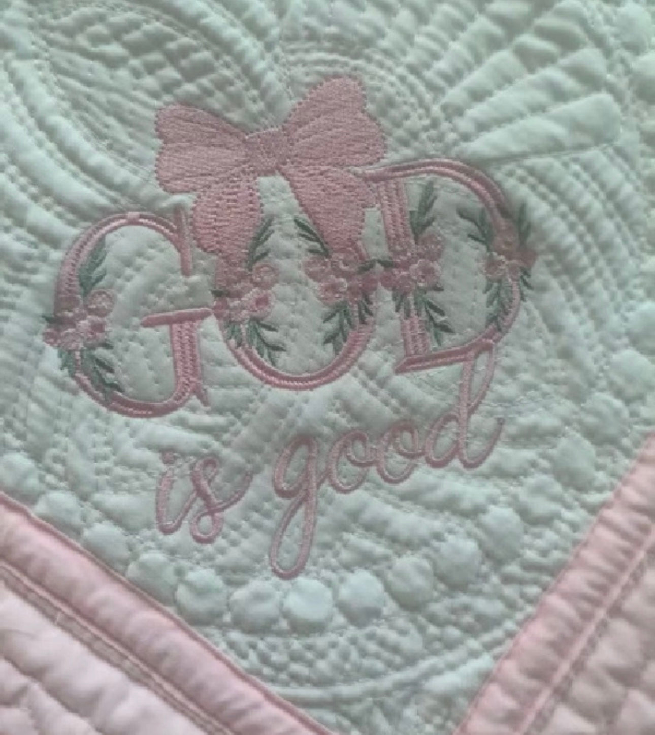 Heirloom Baby Quilt - God is Good - Pink