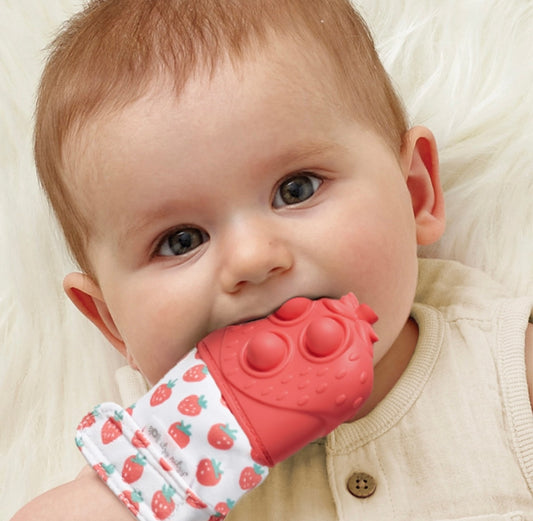 Itzy Strawberry Pop Teething Mitt