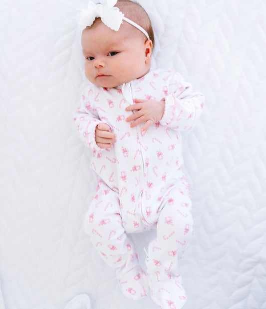 Sweet Peppermint Print Zip Footie