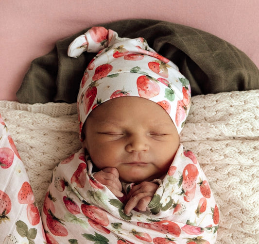 Strawberry Organic Knotted Beanie