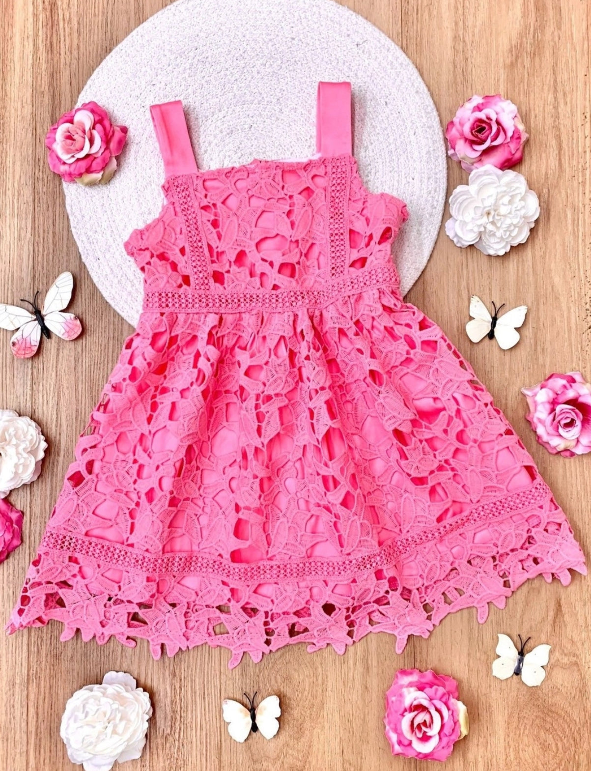 Spring Pink Dress w/ Crochet Overlay