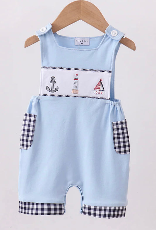 Blue Sailboat Embroidered JonJon