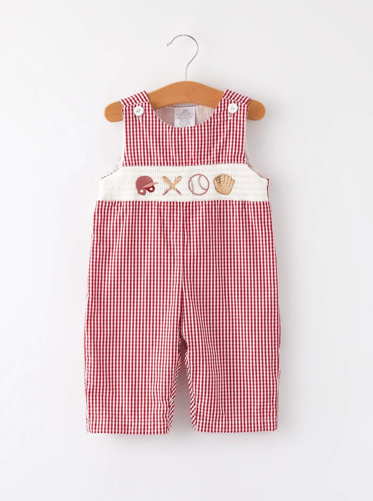 Baseball Baby Boys Smocked Embroidered Romper