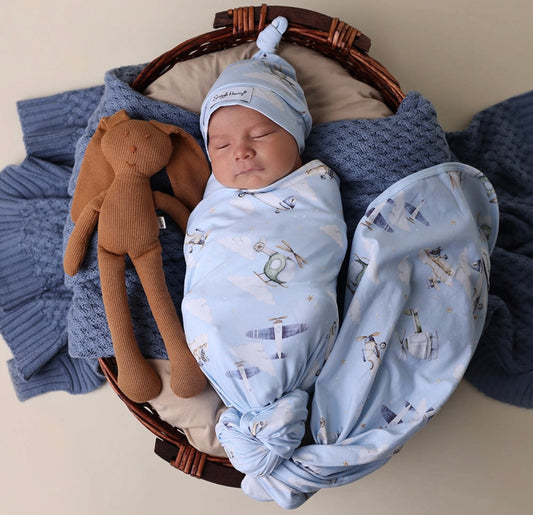Taking Flight Organic Jersey Wrap & Beanie Set