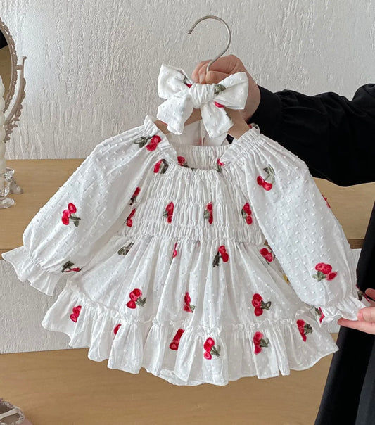 Cotton Cherry Romper w/Bow