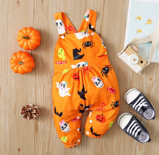 Pumpkin Ghost Overalls | Orange