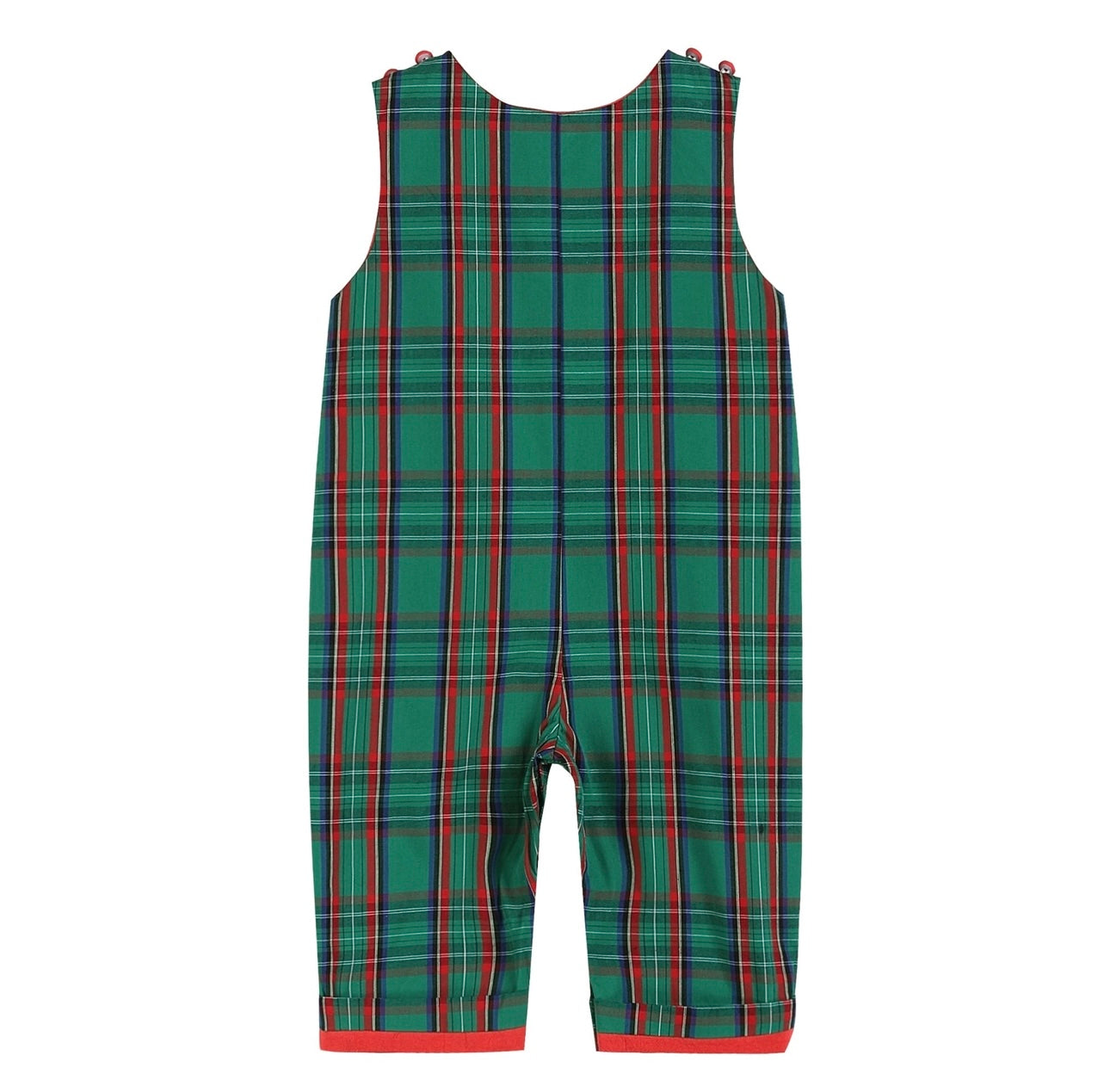 Christmas Green Gingham Santa Overalls