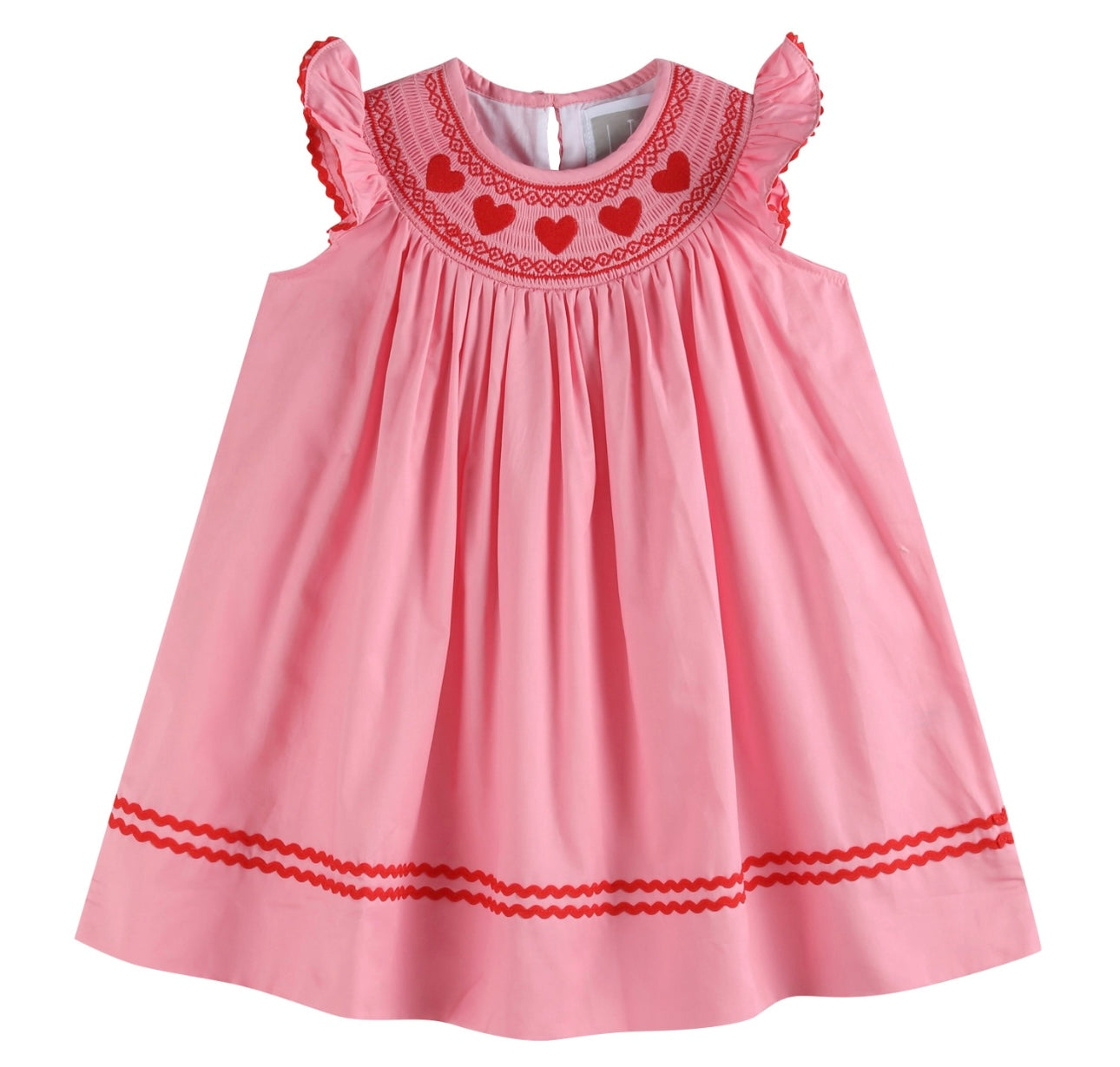 Pink Heart Smocked Bishop Dress | Lil Cactus