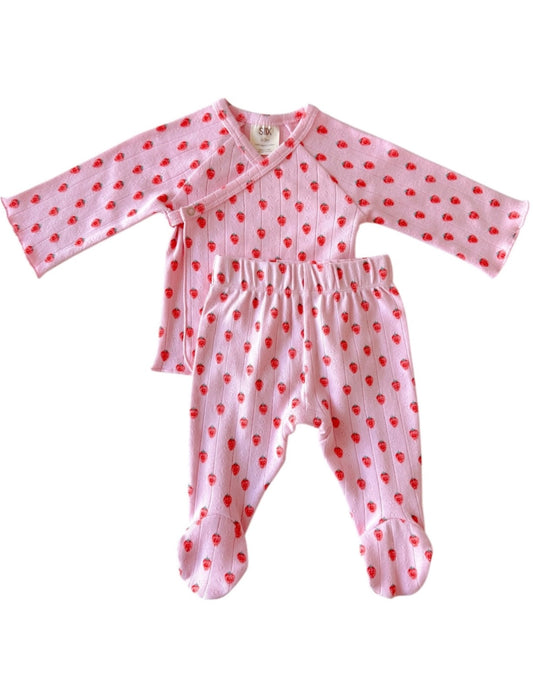 Pink Strawberry/ Organic Pointelle Bodysuit
