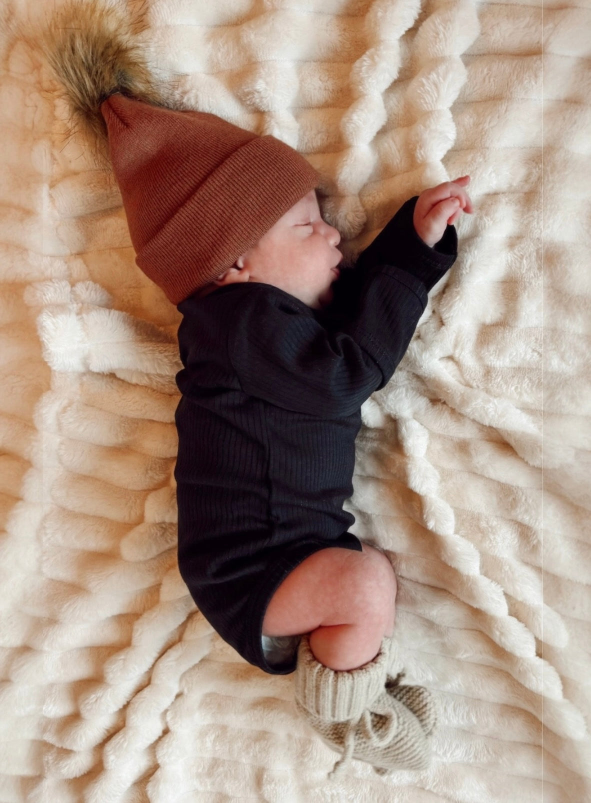 Black/Organic Ribbed Bodysuit