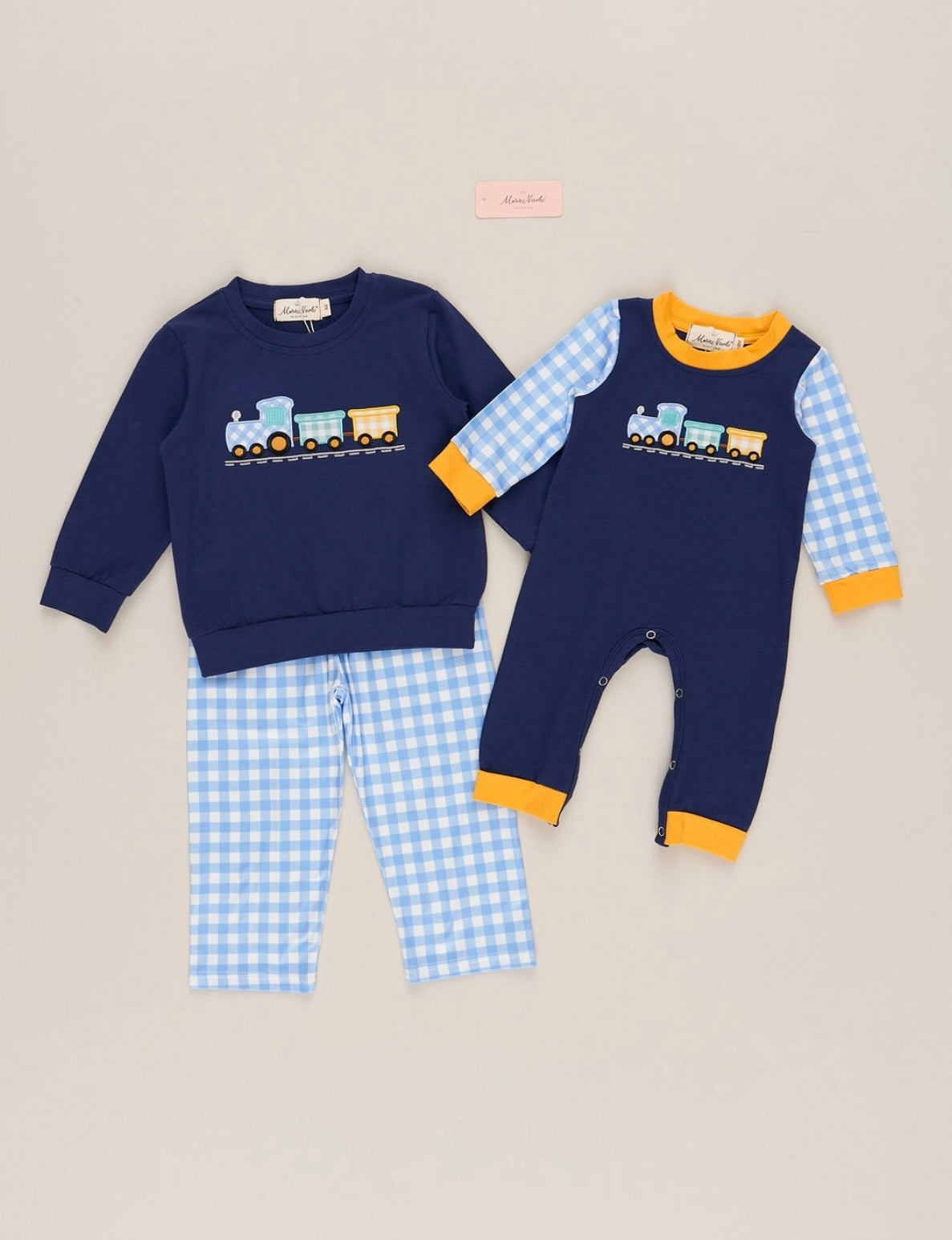 Little Gingham Train Romper
