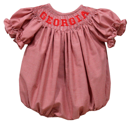 Georgia Smocked Red Gingham Bubble